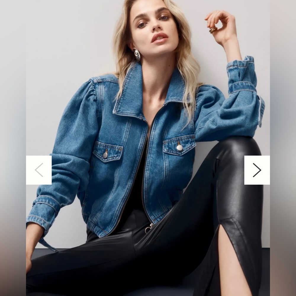 NWOT Anthropologie Blue Denim Puff-Sleeve Jean Jacket